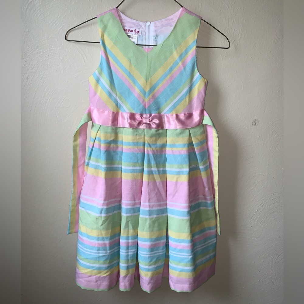 6X Jessica Ann easter spring summer chevron pastel dress